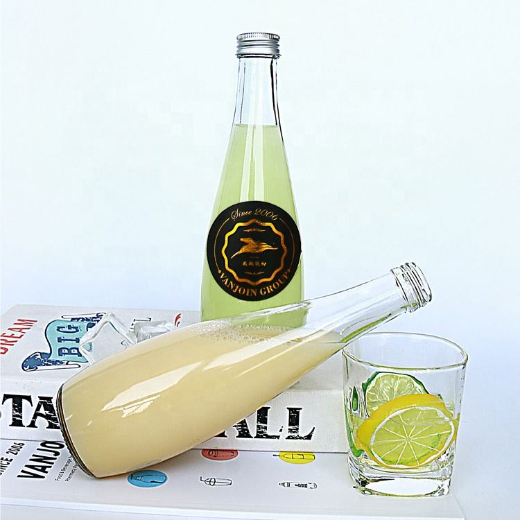 Sparkling Natural Flavored Drinking Glass Bottle Flint 330ml Mineral Water Glass Bottle With Screw Lids