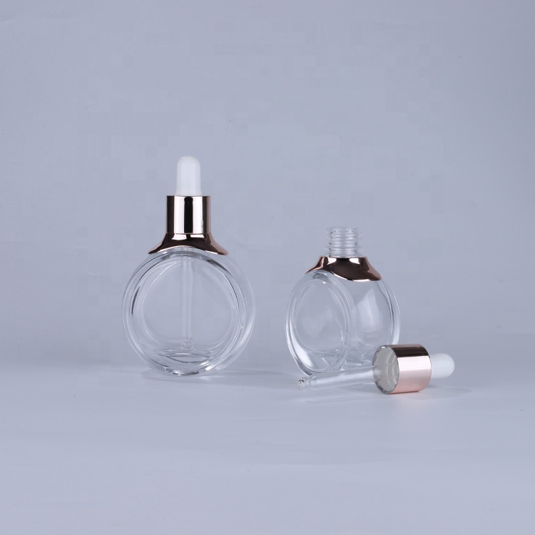 Special 30ml eye face essential oil cosmetic packaging clear round glass dropper bottle