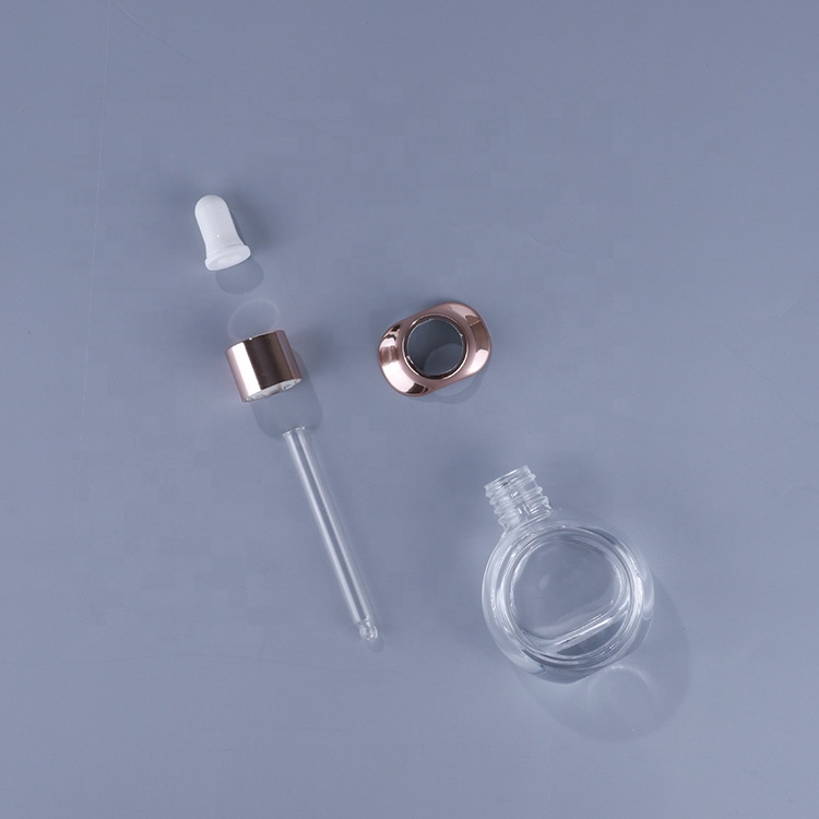 Special 30ml eye face essential oil cosmetic packaging clear round glass dropper bottle