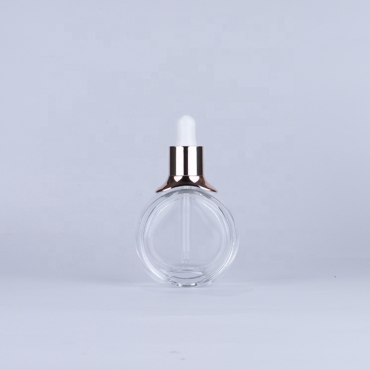 Special 30ml eye face essential oil cosmetic packaging clear round glass dropper bottle