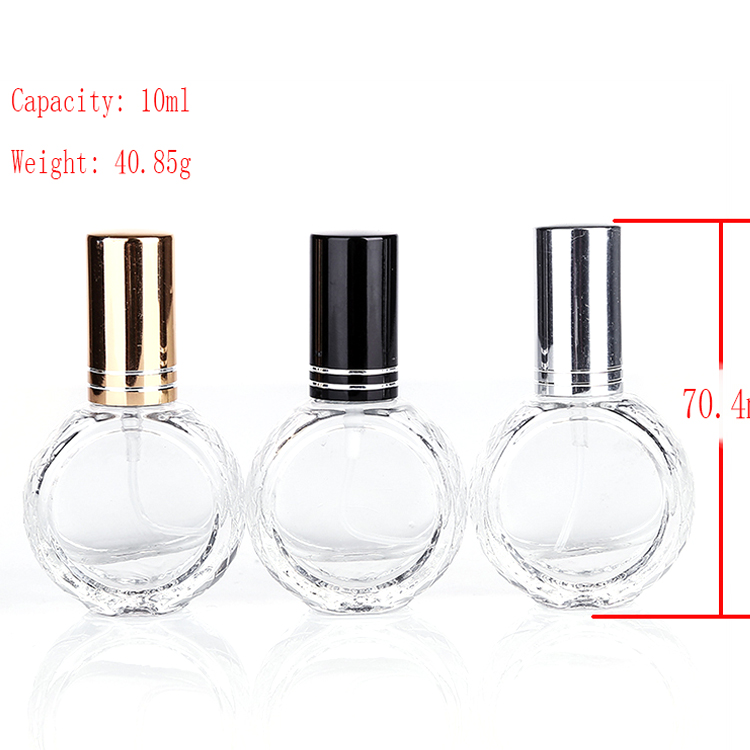 Special Design 10ml Portable Pocket Clear Round Spray Perfume Bottle Glass