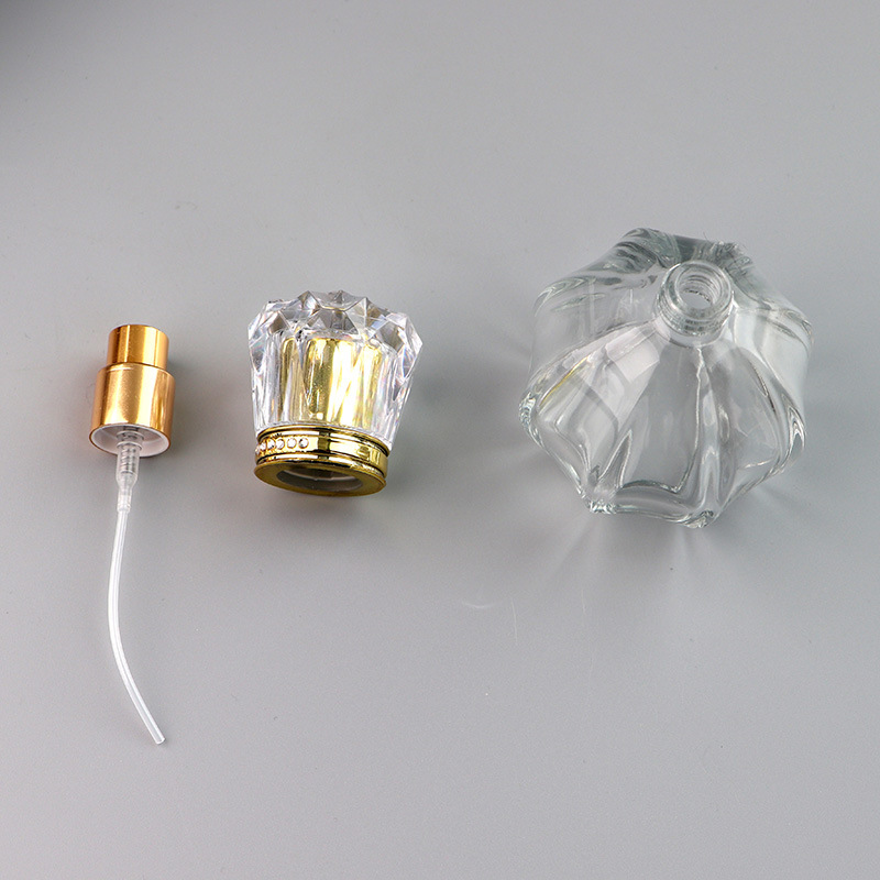 Special Hot Selling Beautiful 60ml Press Luxury spray gass perfume bottle with acrylic lid for fragrance
