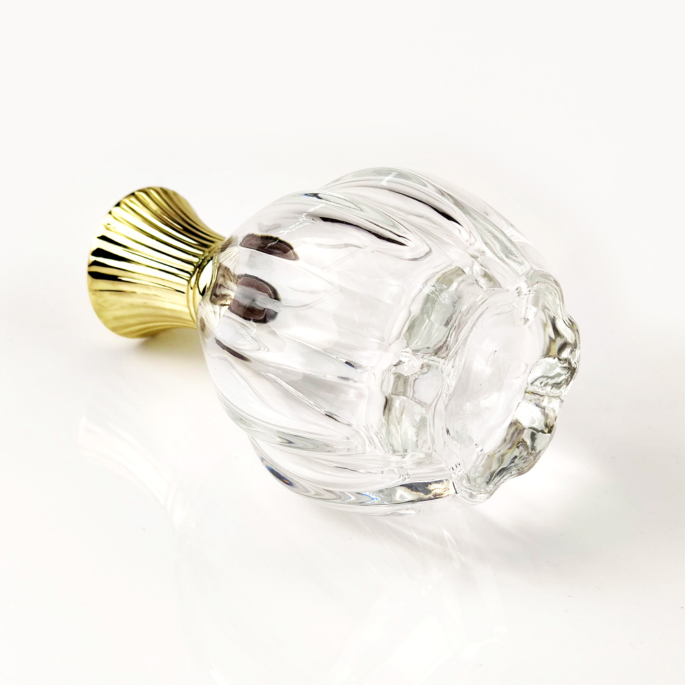 Special design custom hot stamped brand logo crystal clear glass bottle perfume 100ml