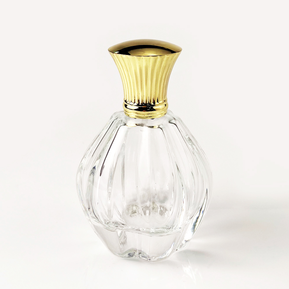 Special design custom hot stamped brand logo crystal clear glass bottle perfume 100ml