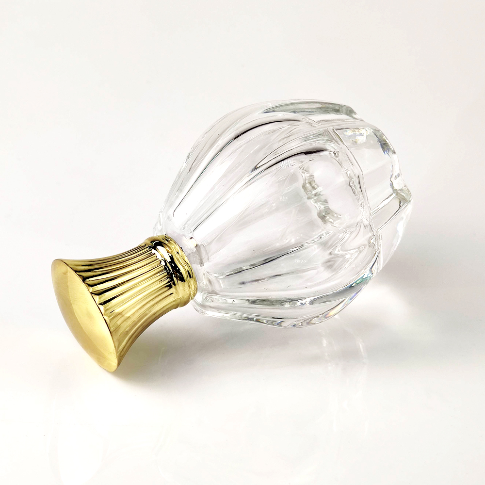 Special design custom hot stamped brand logo crystal clear glass bottle perfume 100ml