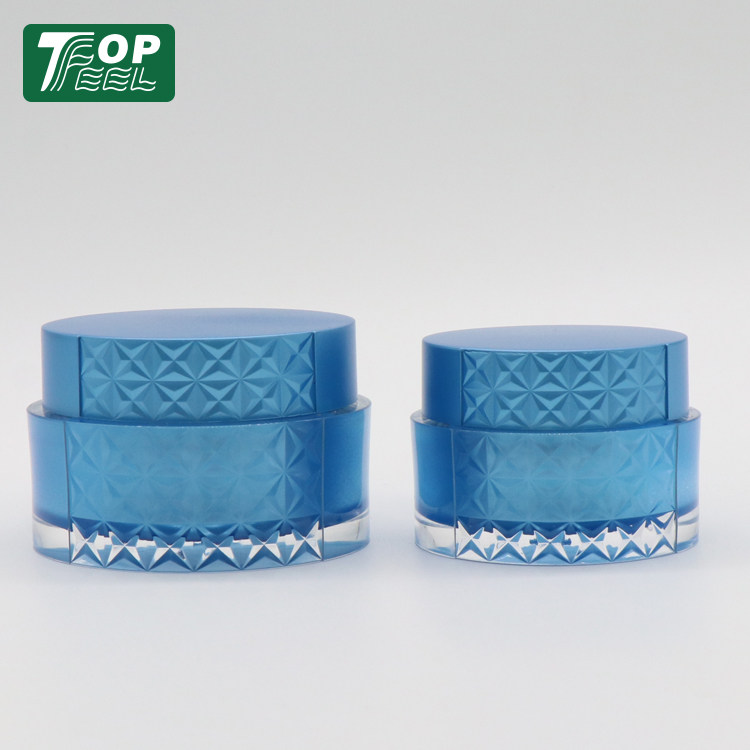 Special design skin care packaging container 30g 50g blue face cream plastic cream jar with lid