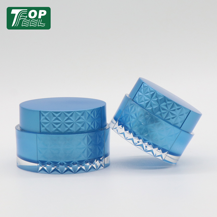 Special design skin care packaging container 30g 50g blue face cream plastic cream jar with lid
