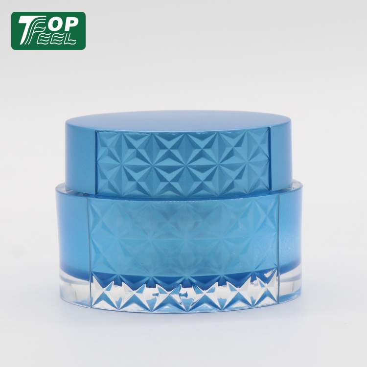 Special design skin care packaging container 30g 50g blue face cream plastic cream jar with lid