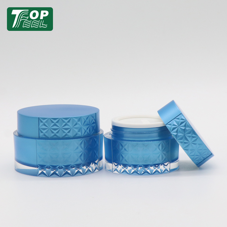 Special design skin care packaging container 30g 50g blue face cream plastic cream jar with lid