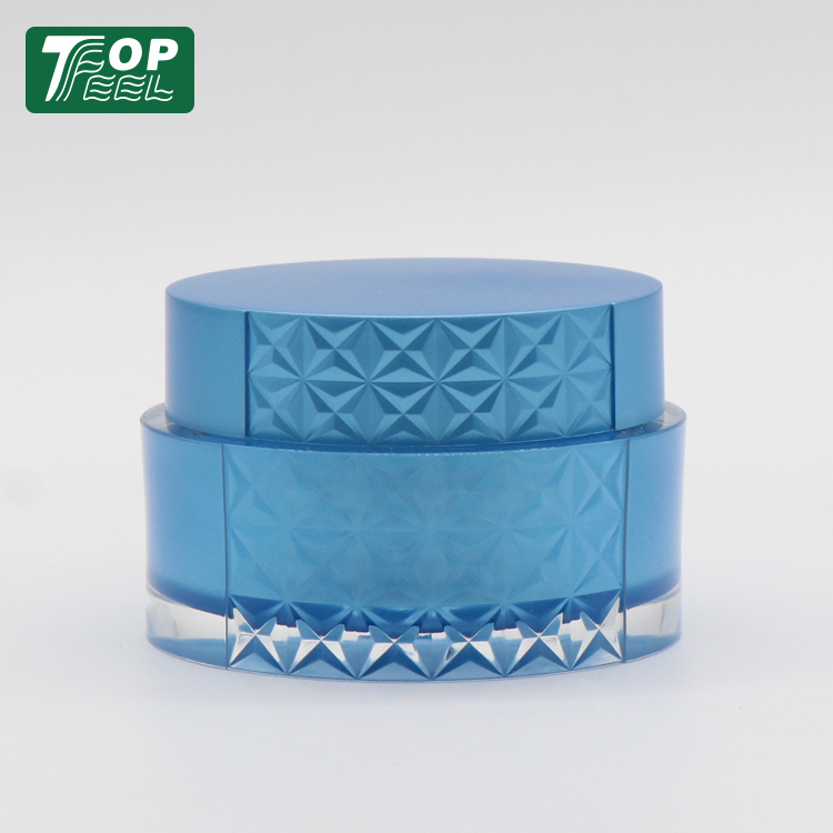 Special design skin care packaging container 30g 50g blue face cream plastic cream jar with lid