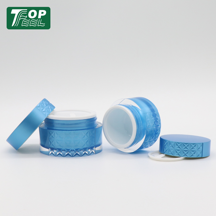 Special design skin care packaging container 30g 50g blue face cream plastic cream jar with lid