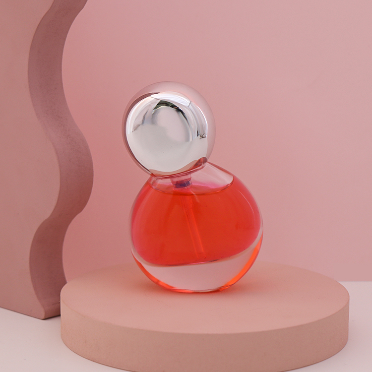 Special round crooked 30ml glass foundation liquid soap foam pump bottle with sliver cap