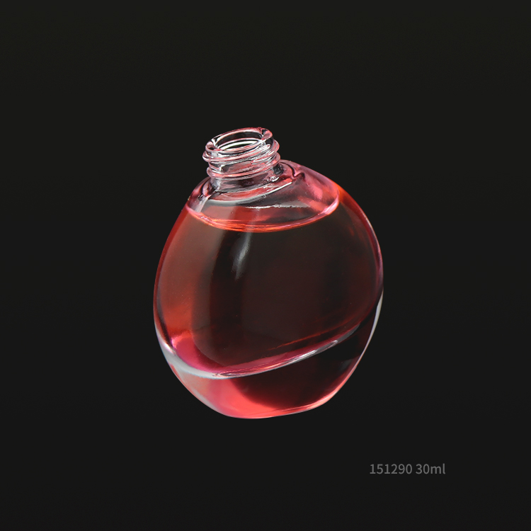 Special round crooked 30ml glass foundation liquid soap foam pump bottle with sliver cap