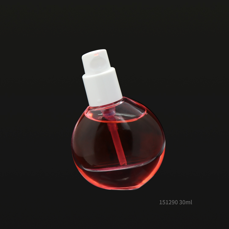 Special round crooked 30ml glass foundation liquid soap foam pump bottle with sliver cap