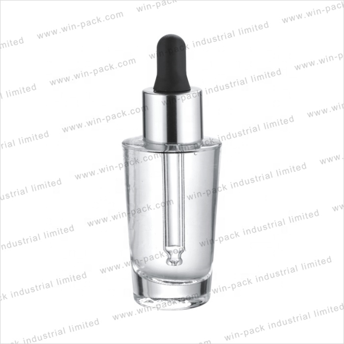 Special shape glass dropper bottle flat shoulder 30ml small thick base dropper container