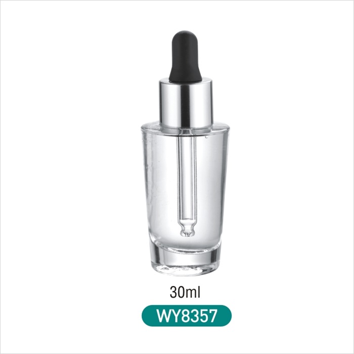 Special shape glass dropper bottle flat shoulder 30ml small thick base dropper container