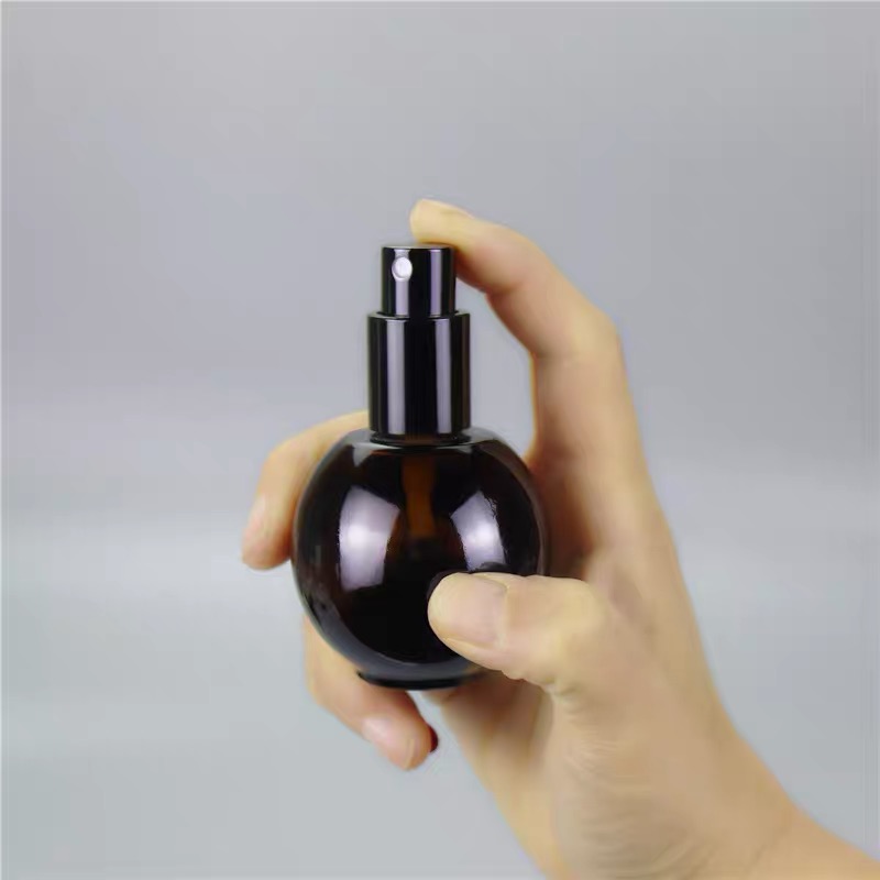 Sphere Type Amber Glass Travel Mine bottle With Fine Mist Perfume Sprayer