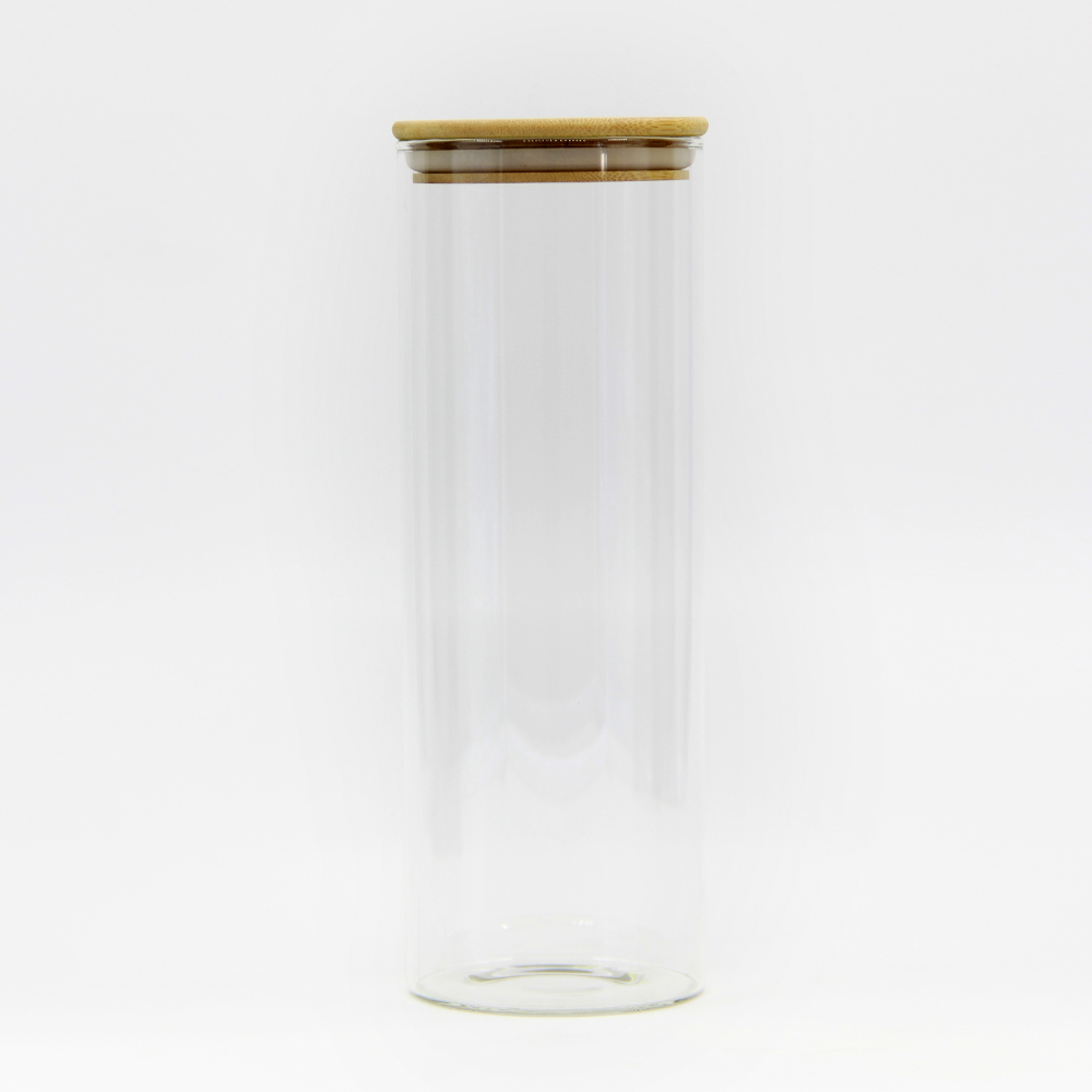 Spice glass jar vacuum storage container, cover the candy tea kitchen with a sealed bamboo lid