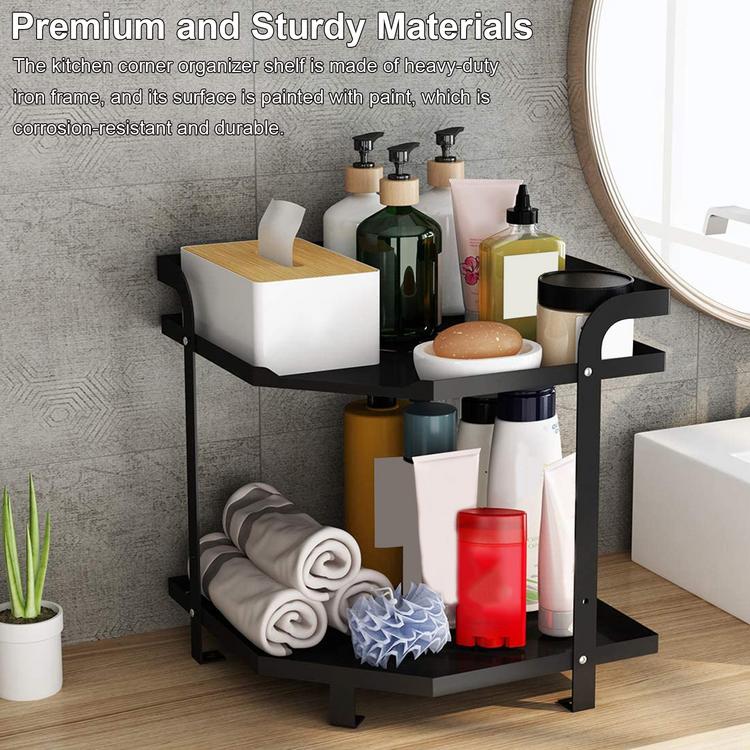 Spice rack multifunctional bathroom office metal storage rack triangle kitchen rack countertop pot rack