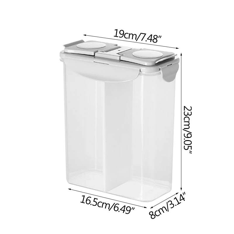 Split Grid Food Sealed Box Dry Goods Tanks Household Items Kitchen Storage Containers Transparent Square Large-Capacity C