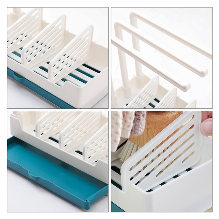 Sponge storage belt tray free perforation vertical wall-mounted kitchen supplies rag rack drain rack rag hanging shelf