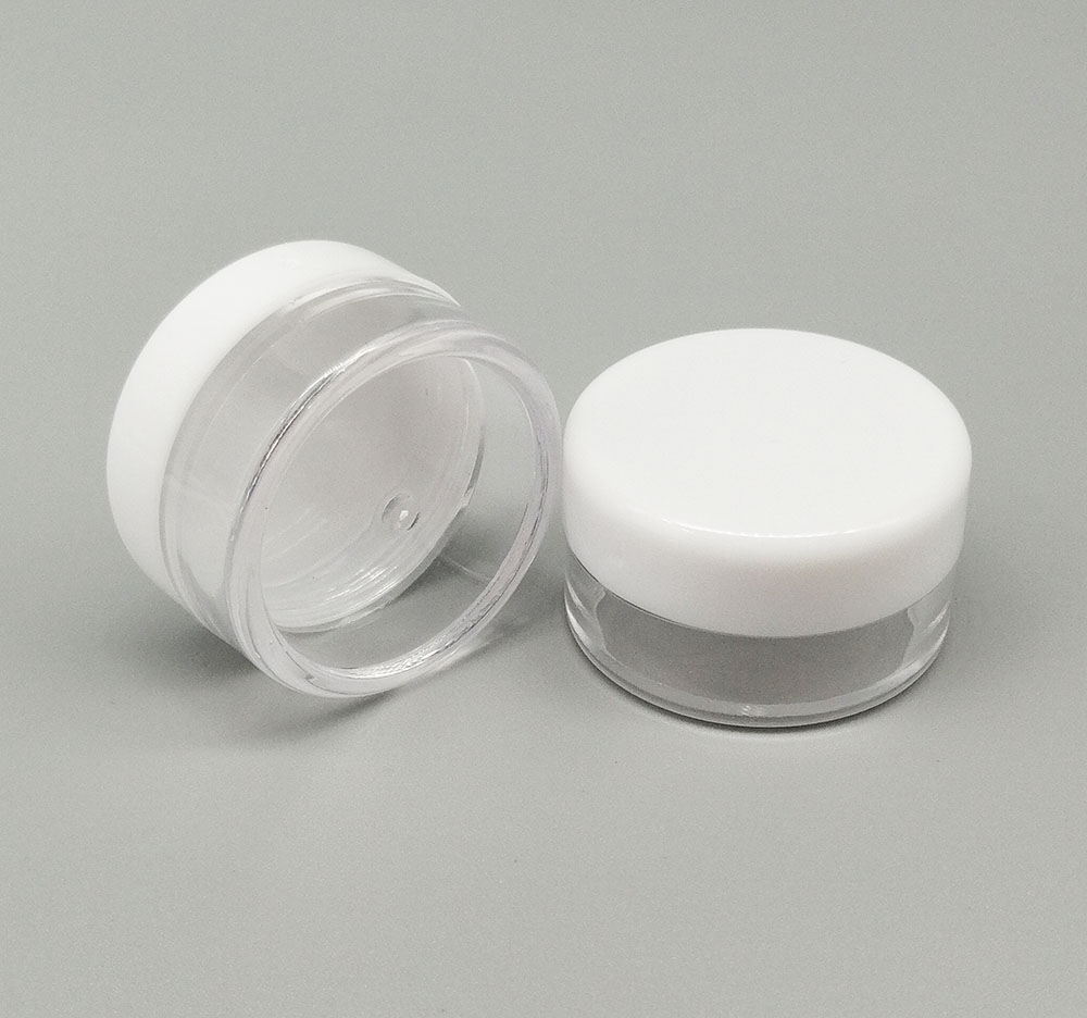 Spot 5g plastic white cap cream jars nail art beads sequins flash powder filling storage container cosmetic sample empty jar