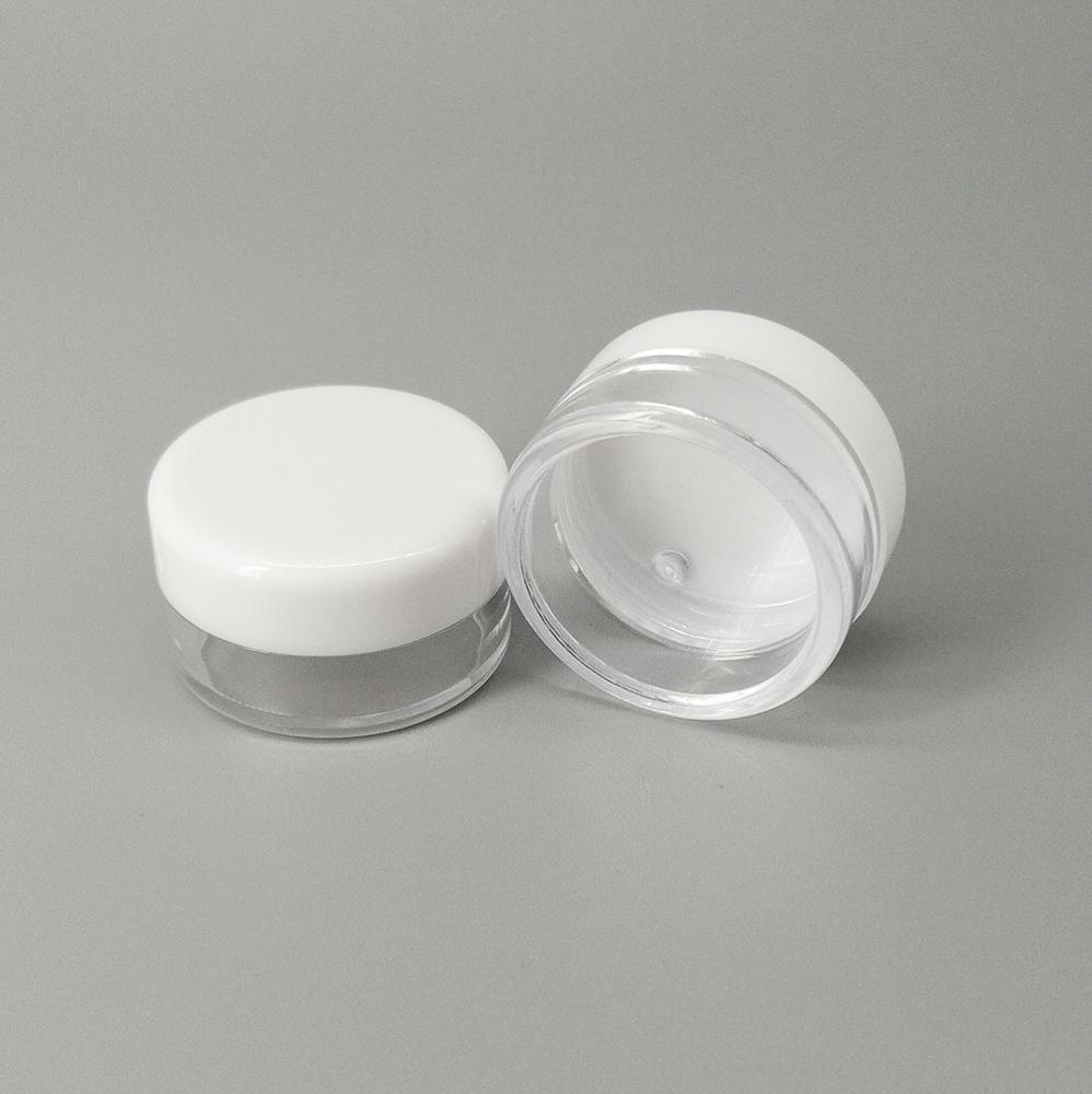 Spot 5g plastic white cap cream jars nail art beads sequins flash powder filling storage container cosmetic sample empty jar