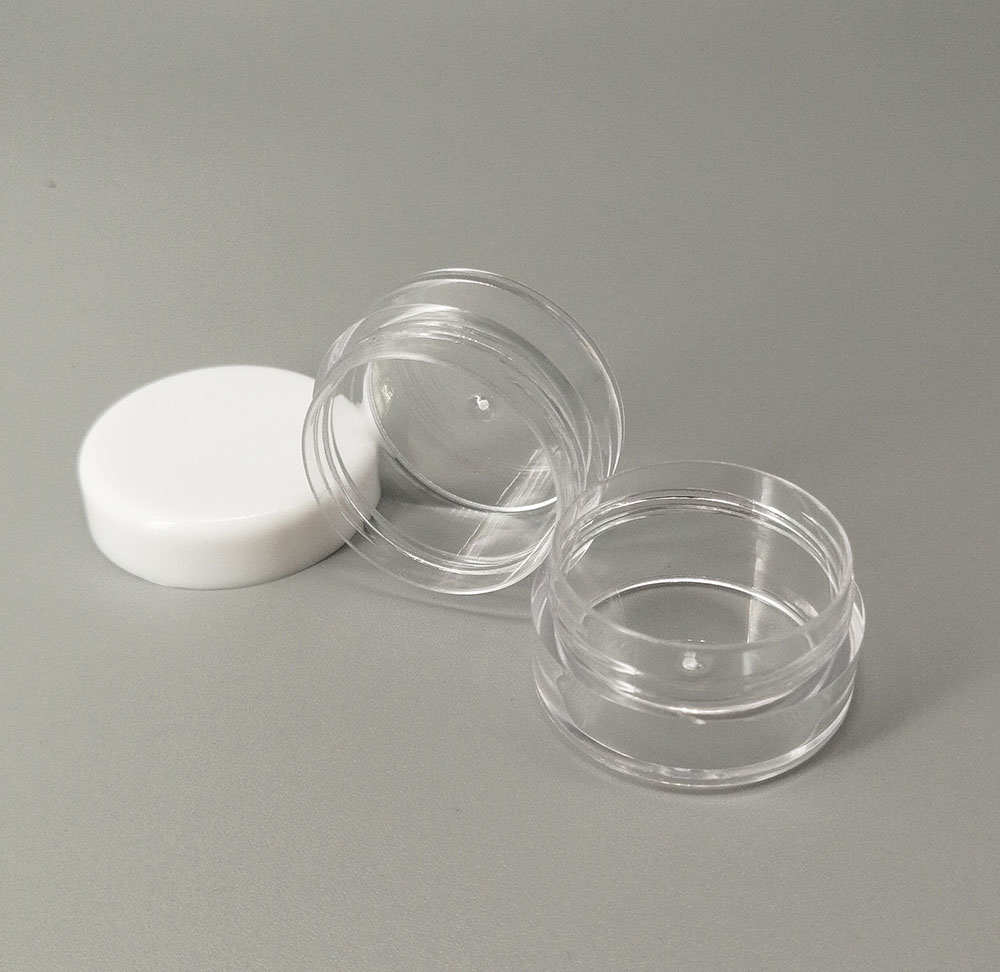 Spot 5g plastic white cap cream jars nail art beads sequins flash powder filling storage container cosmetic sample empty jar