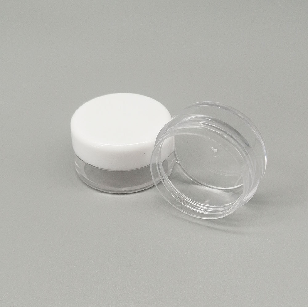 Spot 5g plastic white cap cream jars nail art beads sequins flash powder filling storage container cosmetic sample empty jar