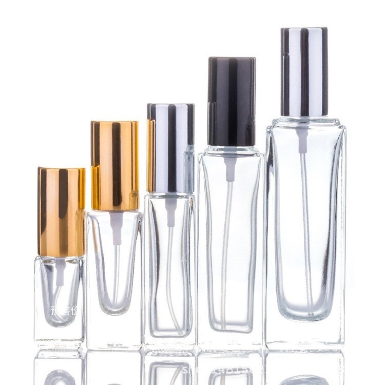 Spot 5ml 10ml 15ml 30ml 50ml 100ml transparent rectangular glass perfume spray bottle