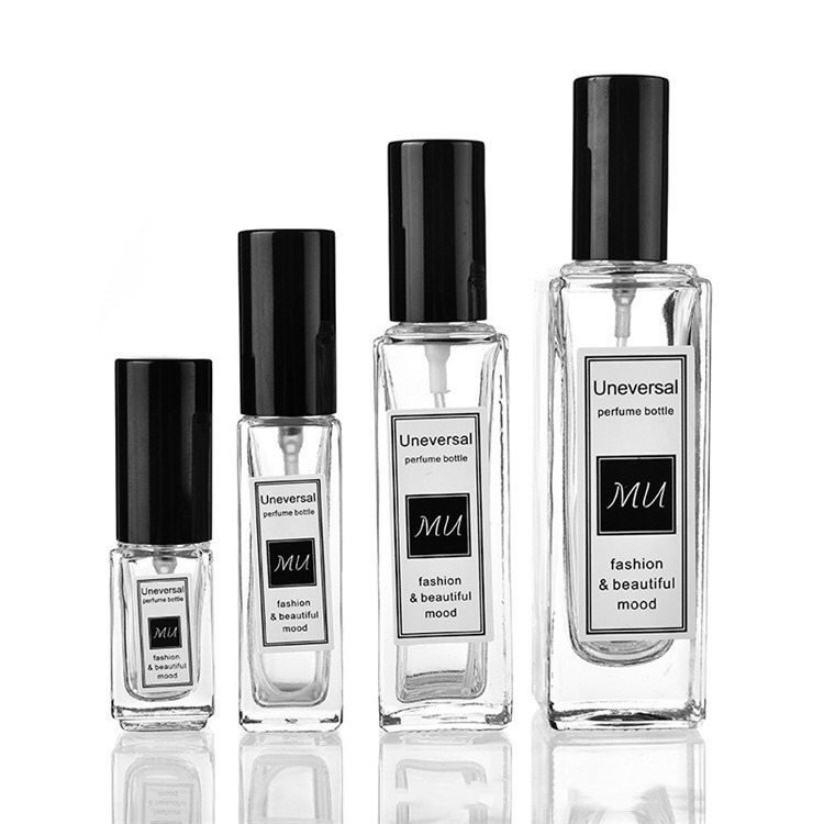Spot 5ml 10ml 15ml 30ml 50ml 100ml transparent rectangular glass perfume spray bottle
