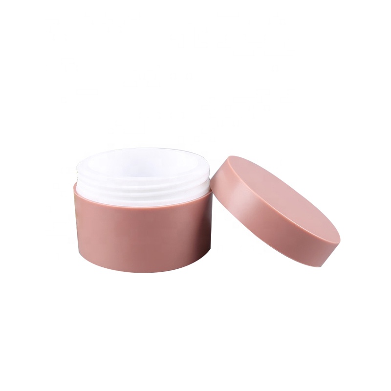 Spot Sale Silver Edge Pink PP Plastic Cosmetic Container Double Wall Jar