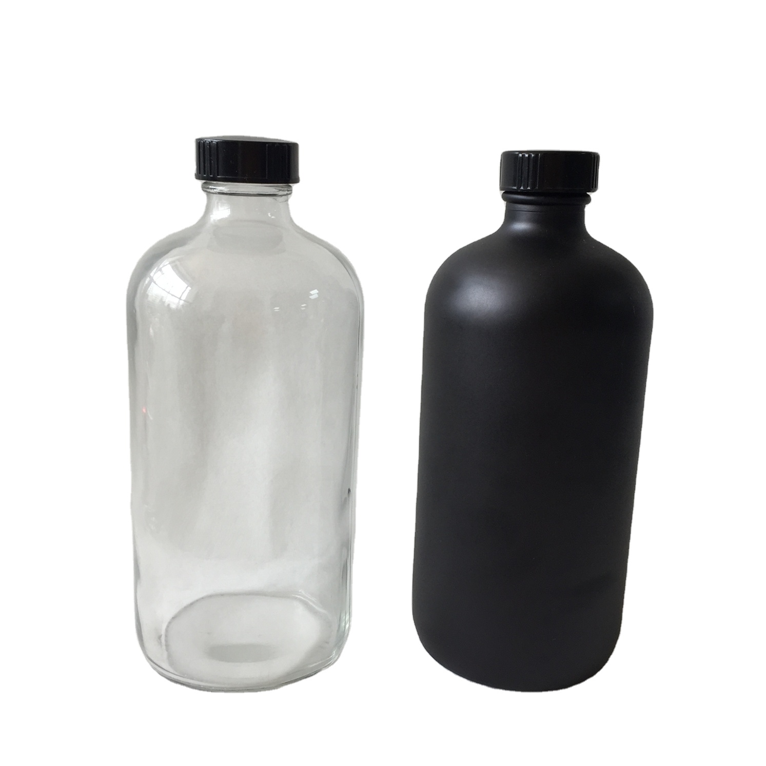 Spray Black Color Glass Boston Round 500ML Bottle 16OZ Glass Spray Bottle