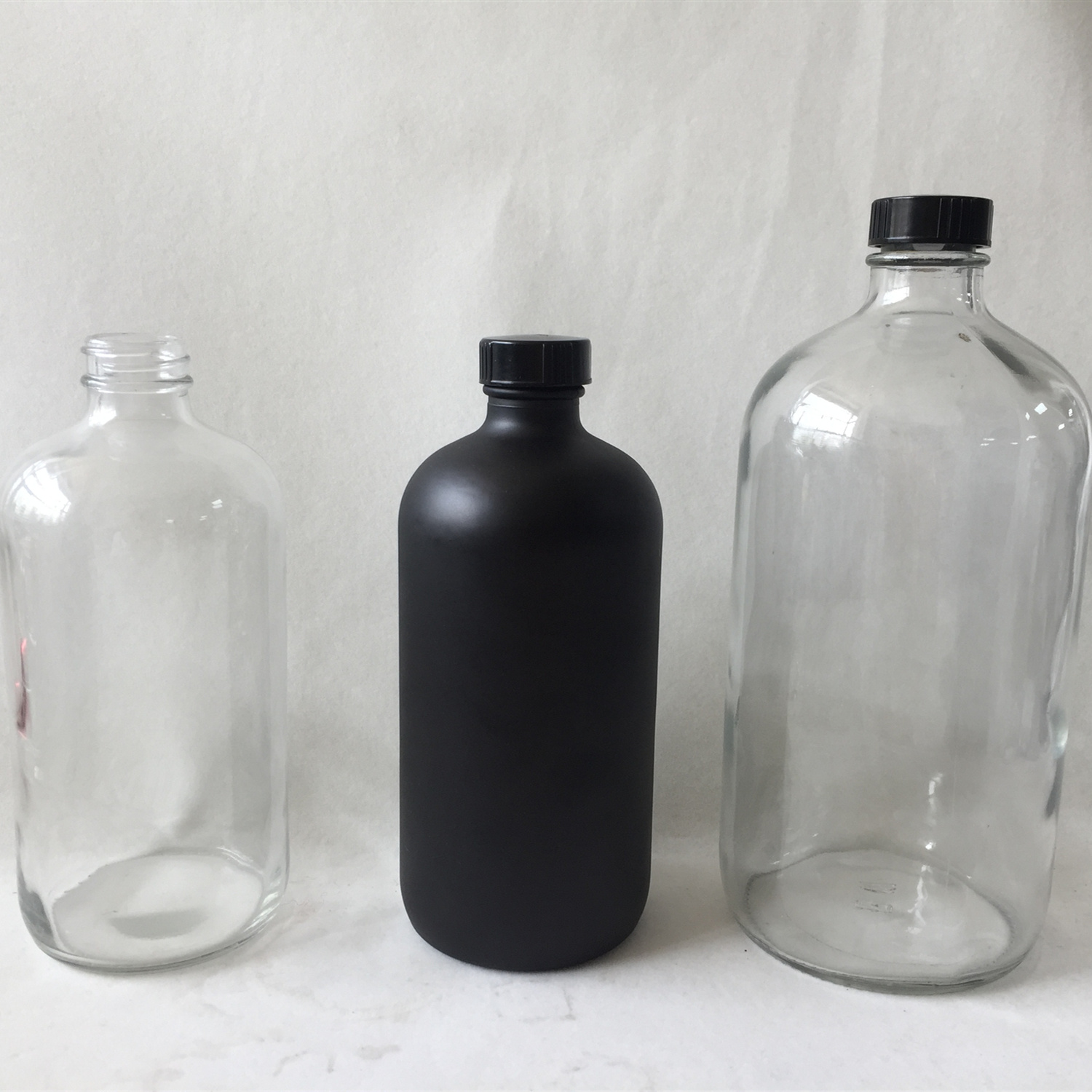Spray Black Color Glass Boston Round 500ML Bottle 16OZ Glass Spray Bottle