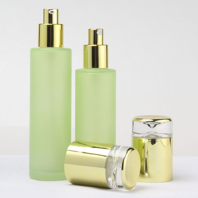 Spray Bottle Empty Green Glass Cosmetic Container Refillable Bottle Cream Jar Lotion Pump Emulsion Bottle 20/30/50g 120/100/60ml