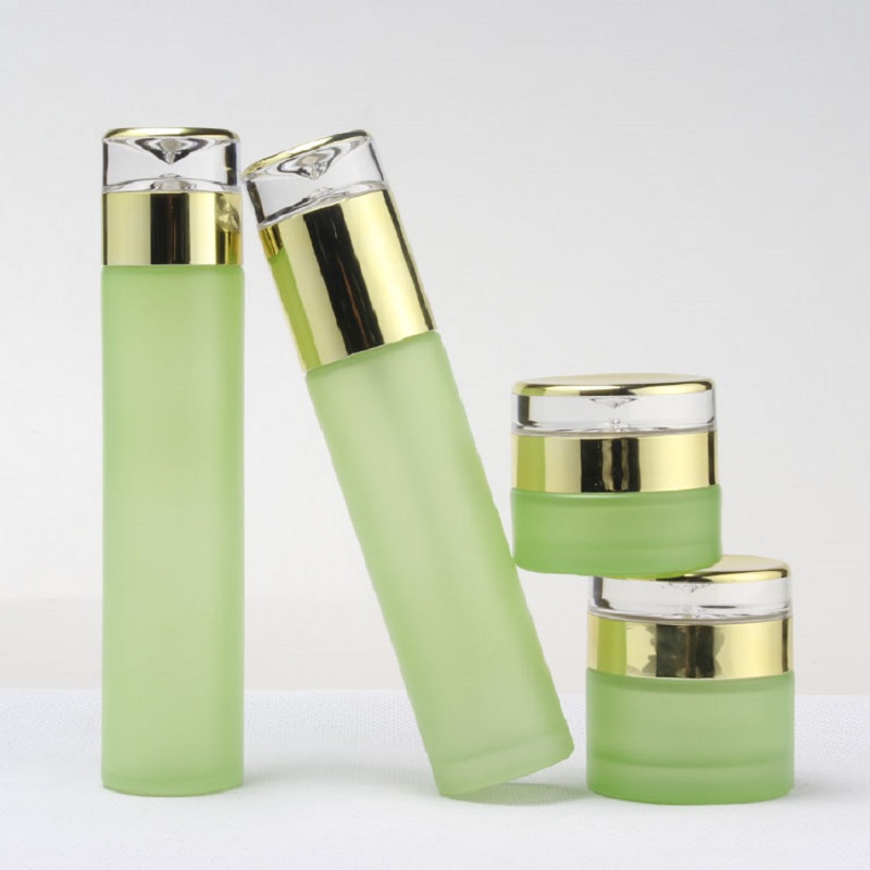 Spray Bottle Empty Green Glass Cosmetic Container Refillable Bottle Cream Jar Lotion Pump Emulsion Bottle 20/30/50g 120/100/60ml