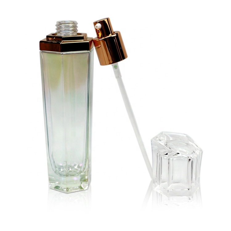 Spray Bottle with Cap 90ml 3oz Clear Silver Electroplated Glass Perfume PUMP Sprayer Screen Printing Personal Care