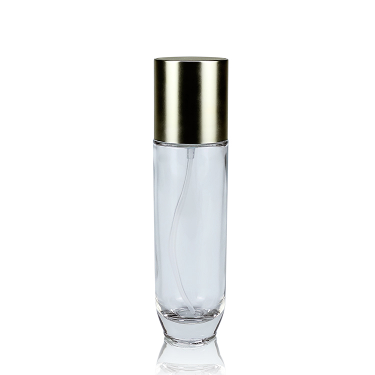 Spray Pump Bottle 120ml Clear Thick Glass with Golden Cap Perfume Screen Printing Personal Care Screw Cap
