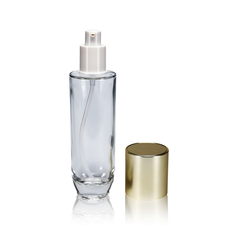 Spray Pump Bottle 120ml Clear Thick Glass with Golden Cap Perfume Screen Printing Personal Care Screw Cap