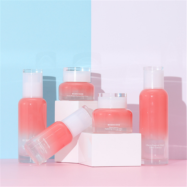 Spray color luxury empty skincare bottles pink cosmetic packaging glass lotion bottle essence bottle /cosmetic cream jar 30g 50g