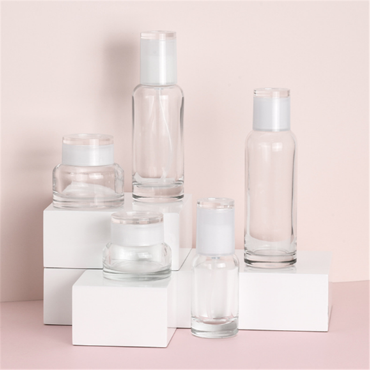 Spray color luxury empty skincare bottles pink cosmetic packaging glass lotion bottle essence bottle /cosmetic cream jar 30g 50g