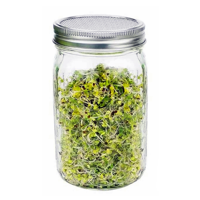 Sprouter Mason Jars Rust Free Screen Lids and Stands, Grow Your Own Organic Alfalfa Broccoli Mung Microgreens Beans Seeds