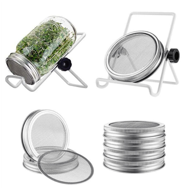 Sprouter Mason Jars Rust Free Screen Lids and Stands, Grow Your Own Organic Alfalfa Broccoli Mung Microgreens Beans Seeds