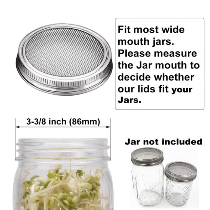 Sprouter Mason Jars Rust Free Screen Lids and Stands, Grow Your Own Organic Alfalfa Broccoli Mung Microgreens Beans Seeds