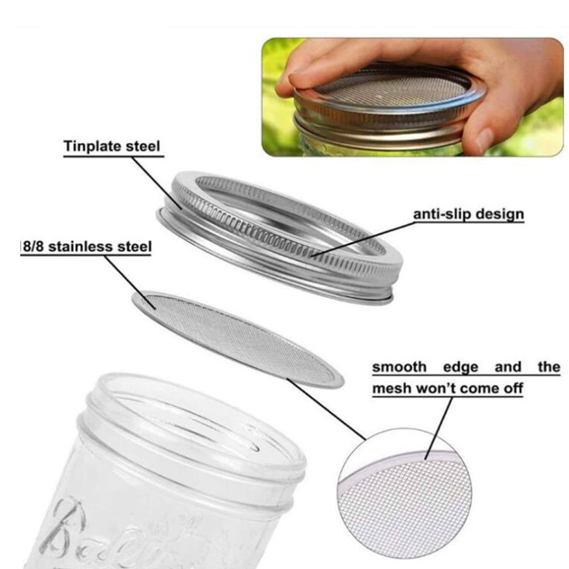 Sprouter Mason Jars Rust Free Screen Lids and Stands, Grow Your Own Organic Alfalfa Broccoli Mung Microgreens Beans Seeds