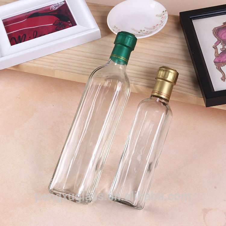 Square 100ml 250ml 500ml Cooking Oil Bottle for Olive Oil with Aluminum Screw Cap