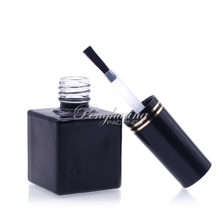 Square 10ml nail polish bottle/ Black nail polish glass bottle/ Empty gel nail polish bottle