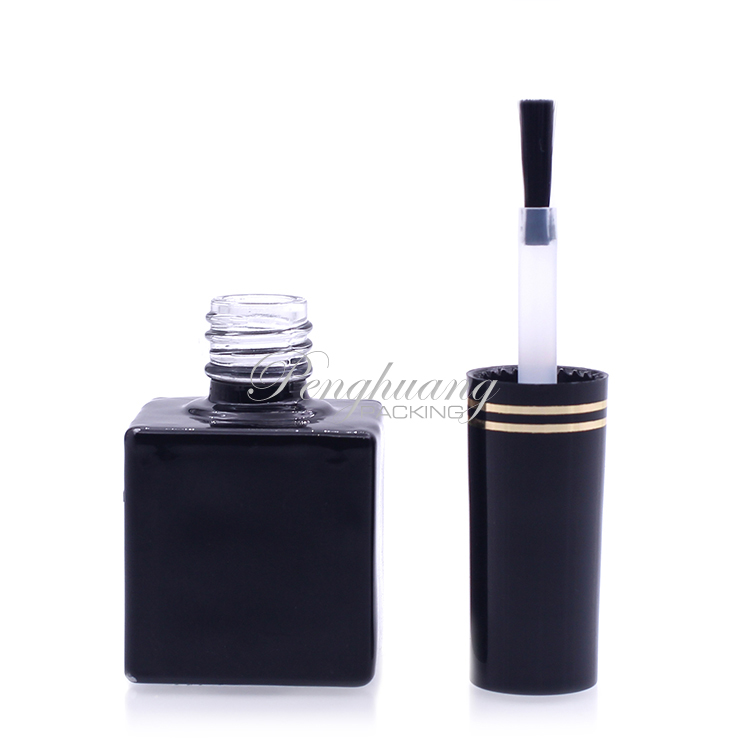 Square 10ml nail polish bottle/ Black nail polish glass bottle/ Empty gel nail polish bottle
