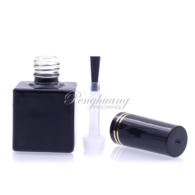 Square 10ml nail polish bottle/ Black nail polish glass bottle/ Empty gel nail polish bottle