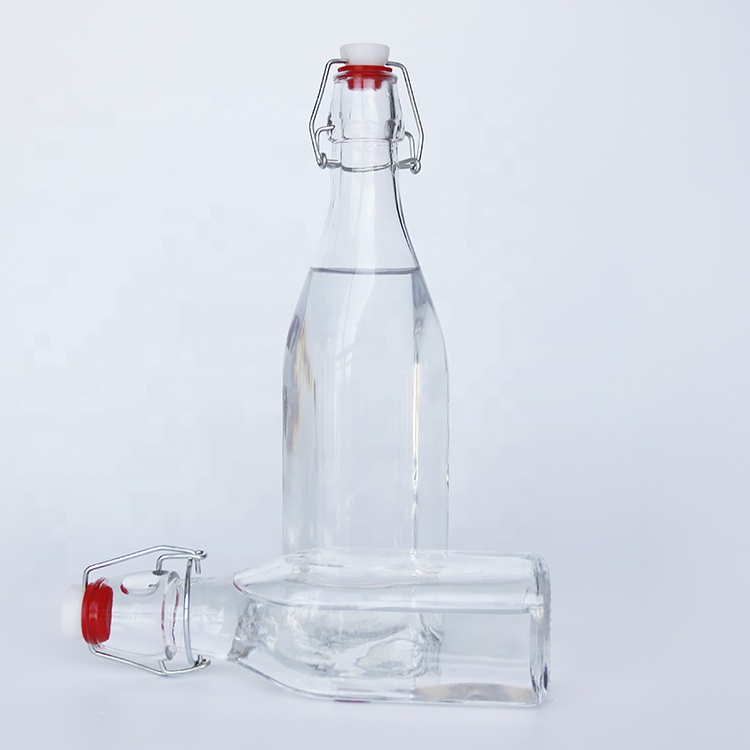 Square 250 ML 500 ML 750 ML Kombucha Bottle With Airtight Swing Top Wine Bottle